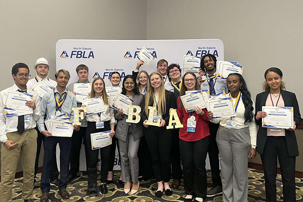 DSU students who attended the North Dakota State Leadership Conference for FBLA.
